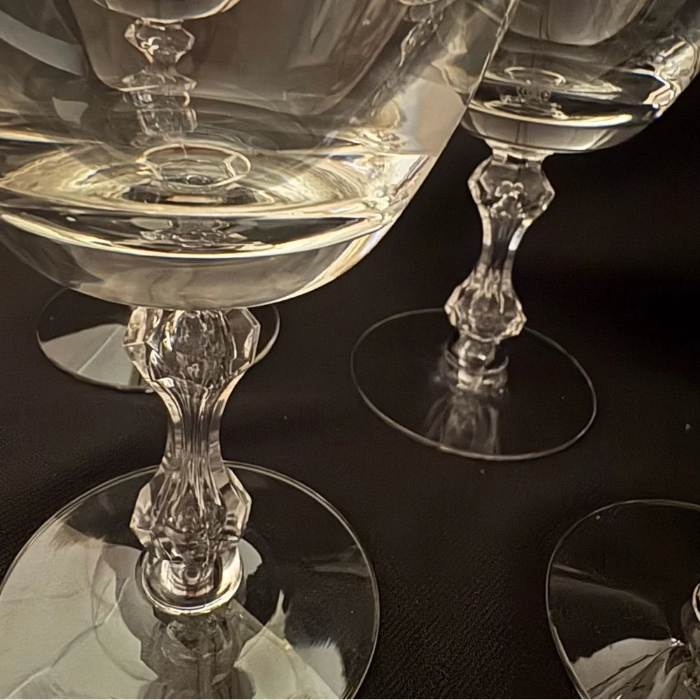Tiffin Churchill Crystal Goblets Set of 4 Apple Core Stem Vintage